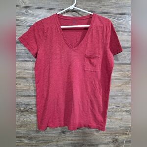 Madewell Short Sleeve V-Neck Tee - Deep Red Size Medium